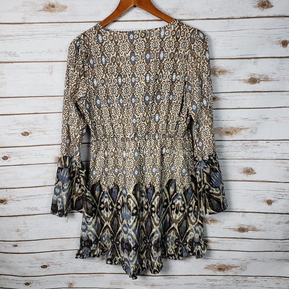 Sanctuary Dress Boho Silk Blend Bell Sleeve Lace - Picture 4 of 6